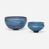 Gertrud and Otto Natzler, Round bowl; Bowl with indented lip, set of two