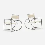 Walter Lamb, Rocking chairs model C-5701, pair, c. 1955, bronze, cotton-nylon cord