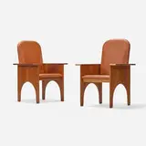 Gerald McCabe, Chairs, pair, c. 1980, shedua, leather