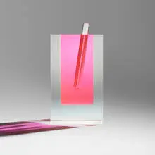 Flower vase #2 by Shiro Kuramata, 1989, acrylic, glass, sold Jul 2024