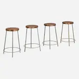Stools from Chandigarh, set of four by Pierre Jeanneret, c. 1960, enameled steel, teak, sold Jul 2024