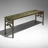 Spring Festival Dip console table by Philip and Kelvin Laverne, c. 1965, etched, patinated, and polychromed bronze, brass, pewter, sold Jul 2024