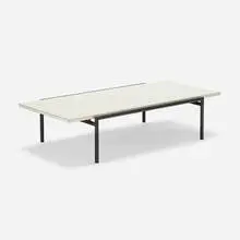 Donald Knorr, Coffee table, c. 1965, laminate over pressboard, enameled tubular steel