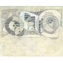 Alexander Corazzo, Group of 4 drawings, one pictured graphite and gouache on paper and tissue