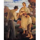 M. Sirota, Untitled (Family Gathering), oil on canvas