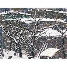 Emil Armin, Snow Curtain (Chicago), oil on artist board