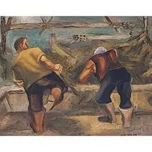 Leon Garland, Fishermen, 1940, oil on canvas