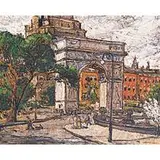 William Fisher, Washington Square, NY, c. 1940, oil on artist board