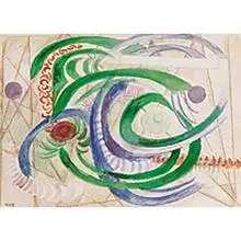 Hilla Rebay, Untitled (Swirling Forms), c. 1945, watercolor on paper