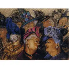 Grace Warner Brown, The Club Gals, c. 1940, pastel on paper