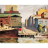 John Swalley, Toledo From the River, oil on canvas board