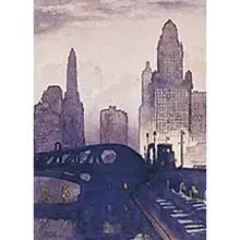 Charles Oglesby Longabaugh, El Train Chicago, watercolor on paper