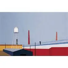 Robert Herrmann, Dick's Factory, 1966, oil on Masonite