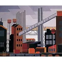 Elbie Wilson, Plant at River Rouge, c. 1940, oil on canvas board
