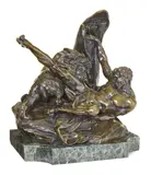 Étienne Maurice Falconet, French patinated bronze figure of Milo of Croton, patinated bronze