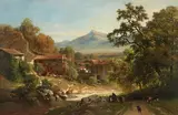Joseph Quinaux, Le village dans la vallée, oil on canvas