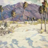 Mary DeNeale Morgan, Desert palms, oil on canvas affixed to Masonite