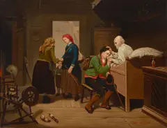 Eduard Török, The visit, oil on canvas
