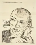 Max Beckmann, Der Ausrufer (Selbstbildnis), 1921, Kaltnadel auf Papier