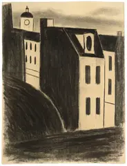 Berliner Häuser by Werner Heldt, Um 1947, Kohle auf Papier, sold Nov 2009