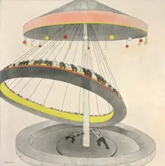 Oskar Nerlinger, Karussel, 1931, Tempera, Tusche und Bleistift auf Leinwand