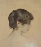 Franz von Lenbach, Miss Meadows, Farbkreide, Kohle und Bleistift auf Pappe