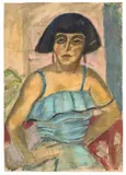 Georg Tappert, Sitzende mit Bubikopf in blauem Kleid