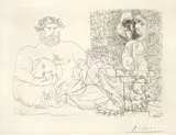 Pablo Picasso, Sculpteur et son modèle avec un buste sur une colonne, 1933, Radierung auf Velin (Wasserzeichen: Vollard)