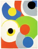 Poésie de mots Poésie de couleur by Sonia Delaunay, 1962, Original-Leinenmappe mit 6 Farbpochoirs und 8 Blättern Text, jeweils auf Velin (Wz. Johannot), sold Nov 2008