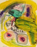 Walter Stöhrer, Ohne Titel, 1964, Aquarell, Farbkreide, Graphit und Tuschfeder auf Papier