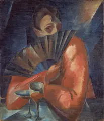 Hans Spiegel, Frau mit Fächer, Um 1923, Öl auf Leinwand