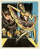 Max Pechstein, Tänzerin im Spiegel, 1923, Farbholzschnitt auf Velin