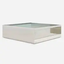 Joseph D'Urso, Low rolling table, model 6048T, 1981, stainless steel, safety glass