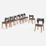 Chairs, set of eight by Edvard and Tove Kindt-Larsen, 1960, leather, teak, sold Jul 2024