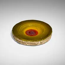 Low bowl by Glen Lukens, c. 1940, partially glazed earthenware, sold Apr 2024