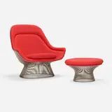 Warren Platner, Chair, model 1705 and ottoman, model 1709, 1966 / 1972, upholstery, chrome-plated steel