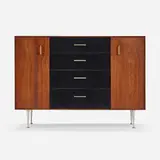 Craig Ellwood, Custom cabinet from the Ellwood Residence, Los Angeles, c. 1955, rosewood, glass, aluminum