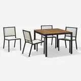 Hendrik Van Keppel and Taylor Green, Patio dining set, c. 1955, enameled steel, nylon cording, pine