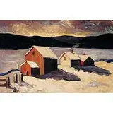 H. du Bon, Untitled (Lakeside Home), oil on canvas board