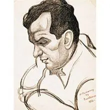 David Burliuk, Portait of N. Vassiev, 1930, pencil and ink on paper