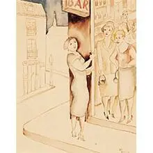 Julio de Diego, Untitled (Outside the Bar), 1930, watercolor on paper