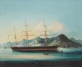 Anglo-Chinese School, The H. M. S. Growler, four guns off Hong Kong, oil on canvas