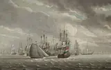 The Dutch fleet in formation offshore; also a companion painting (a pair) by Dutch School, both oil on canvas, sold Jun 2019