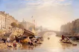 Frederick Nash, Nantes sur Loire, pencil and watercolor on paper
