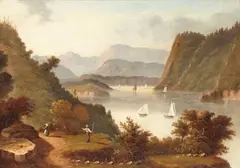 William Henry Bartlett, A view of the Hudson River from West Point, oil on canvas