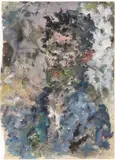 Anatoly Zverev, St. Basil's Cathedral; Untitled (possibly a self-portrait) (two), mixed media on paper