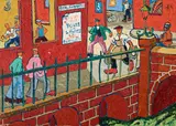 Joe Scarborough, A busy street scene, acrylic on canvas