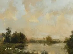 Richard Murray, A view of Heber Valley pond, oil on masonite