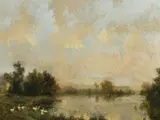Richard Murray, A view of Heber Valley pond, oil on masonite