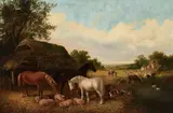 Jnr. John Frederick Herring, The farmyard, oil on canvas